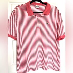 Lacoste Pink Stripped Polo Size Large